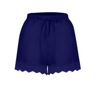 Keepink Summer Shorts for Women UK Plus Size Cotton Linen Shorts Lace Loose Casual Short Pants Comfy Elastic Drawstring Pyjama Bottoms Beach Ladies Tracksuit Bottom S-5XL Sale