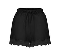 Keepink Summer Shorts for Women UK Plus Size Cotton Linen Shorts Lace Loose Casual Short Pants Comfy Elastic Drawstring Pyjama Bottoms Beach Ladies Tracksuit Bottom S-5XL Sale