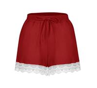 Keepink Summer Shorts for Women UK Plus Size Cotton Linen Shorts Lace Loose Casual Short Pants Comfy Elastic Drawstring Pyjama Bottoms Beach Ladies Tracksuit Bottom S-5XL Sale