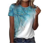 Keepink Summer Tops for Women UK Dressy Casual Blouses Boho Floral Short Sleeve T Shirts Basic Crew Neck Top Baggy Tunic Shirts Modern Fit Tshirts Going Out Work Ladies Outfits