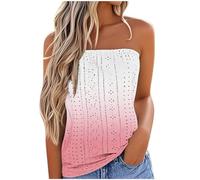 Keepink Summer Tops for Women UK Sale Strapless Vest Top Sleeveless Tube Bandeau Tops Casual Loose Fit Blouse Tunic T-Shirts Trendy Eyelet Tees Tank Shirt Holiday Beach Outfits
