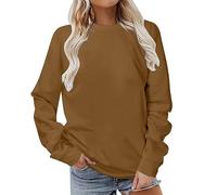 Keepink Sweatshirt for Women UK Plus Size 8/18 Long Sleeve Simple Solid Jumpers Casual Loose Elegant Pullover Trendy Crew Neck Shirt Ladies Tops Lightweight Hoodies Regular Sweat Shirts