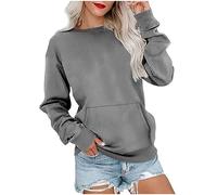 Keepink Sweatshirts for Women UK Clearance Long Sleeve Crew Neck Pullover Tops Solid Dressy Casual Blouse Elegant Fall Winter Pocket Sweatshirt Classic Sweat Shirts Regular Jumper 8/16