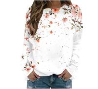 Keepink Sweatshirts for Women UK Vintage Floral Graphic Printing Long Sleeve Work Jumpers Loose Crewneck Casual Pullover Tops Ladies Classic Fall Spring Daily Outfits