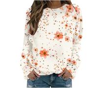 Keepink Sweatshirts for Women UK Vintage Floral Graphic Printing Long Sleeve Work Jumpers Loose Crewneck Casual Pullover Tops Ladies Classic Fall Spring Daily Outfits