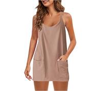 Keepink Tennis Dresses for Women with Shorts Summer Short Sundress Casual Sleeveless Romper Dress Adjustable Straps Hot Shot Mini Dress Athletic Workout Golf Dresses with Pockets 8-18