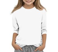 Keepink Tops for Teen Girls 3/4 Sleeve T Shirts Loose Casual Tunic Tops Soft Cotton T-Shirt Kids Pullover Blouse Basic Crew Neck Jumpers Cute School Vacation Shirt Tee 3-12 Years