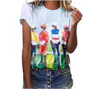 Keepink Tops for Women UK Summer Basic T Shirts 3D Graphic Print T-Shirt Animal Horses Cute Tee Short Sleeve Funny Tops Casual Loose Fit Tshirts Club Party Pullover Size UK 8-18
