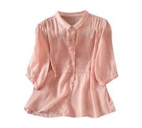 Keepink Tops Women Oversized Cotton Linen Shirts Button Down Summer Blouse Boho Embroidered Top Gauze Casual Dressy Blouse Lightweight Tshirt Comfort Evening Outfits Sale