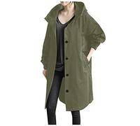 Keepink Trench Coats for Women Plus Size UK Button Down Long Sleeve Hooded Raincoats Lightweight Elegant Longline Jackets Anoraks Trenchcoats Climbing Casual Windbreaker S-5XL