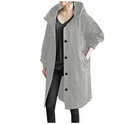 Keepink Trench Coats for Women Plus Size UK Button Down Long Sleeve Hooded Raincoats Lightweight Elegant Longline Jackets Anoraks Trenchcoats Climbing Casual Windbreaker S-5XL