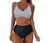 Keepink Two Pieces Bikini Sets for Women Trendy Twist Front Criss Cross Swimsuits Elegant Floral Printed Crop Top Mid Waisted Bathing Suits Comfy Slim Fit Bikini Sets