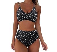 Keepink Two Pieces Bikini Sets for Women Trendy Twist Front Criss Cross Swimsuits Elegant Floral Printed Crop Top Mid Waisted Bathing Suits Comfy Slim Fit Bikini Sets