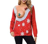 Keepink Unisex Ugly Christmas Jumpers Novelty 3D Graphic Long Sleeve Sweater Funny Christmas Pullover Loose Round Neck Couples Sweatshirt Matching Festive Tops for Xmas Holiday