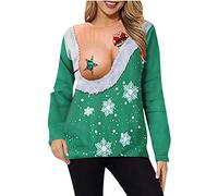 Keepink Unisex Ugly Christmas Jumpers Novelty 3D Graphic Long Sleeve Sweater Funny Christmas Pullover Loose Round Neck Couples Sweatshirt Matching Festive Tops for Xmas Holiday