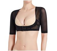 Keepink Upper Arm Shaper for Women Flabby Arms Plus Size Compression Half Sleeves Slimmer Humpback Posture Corrector Tops Shapewear Front Fastening Lift Up Shaper Top