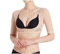 Keepink Upper Arm Shaper for Women Flabby Arms Plus Size Compression Half Sleeves Slimmer Humpback Posture Corrector Tops Shapewear Front Fastening Lift Up Shaper Top