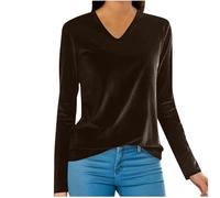 Keepink Velvet Tops for Women Plus Size Long Sleeve Velour Shirt Eleagnt V Neck Jumpers Ladies Dressy Casaul Blouses Baggy Tunic T Shirts Trendy Work Office Daily Clothes Clearance