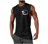Keepink Vest Tops for Men UK Summer Shirt Tropical Printed Graphic Sleeveless Shirts Beach Holiday T-Shirts Muscle Tank Tops Bodybuilding Sport Vests Athletic Gym Tanks Tees Size 8-20