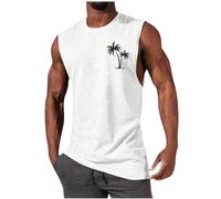 Keepink Vest Tops for Men UK Summer Shirt Tropical Printed Graphic Sleeveless Shirts Beach Holiday T-Shirts Muscle Tank Tops Bodybuilding Sport Vests Athletic Gym Tanks Tees M-4XL