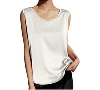 Keepink Vest Tops for Women UK Summer Satin Sleeveless Vest Cami Top Casual Loose Fit Strappy Camisole Tunic Vest Tops Elegant Oversized Solid Vest Baggy Tops Sale