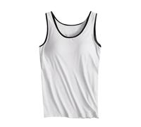 Keepink Vest Tops with Built in Bra for Women UK Sleeveless Cami Vests Ladies Summer Slim Tank Tops Casual Stretch T Shirts Sports Gym Fitness Tracksuit Tee Activewear Homewear