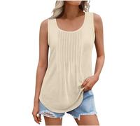Keepink Vest Tops Women UK Plus Size 8-22 UK Square Neck Pleated Flowed Long Vests Ladies Summer Sleeveless Tank Top Solid Color Basic T Shirts Baggy Yoga Gym Tee Shirts Clearance