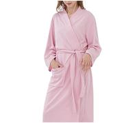 Keepink Waffle Dressing Gown Women Lightweight Long Robes Soft Kimono Bathrobe with Pockets Sleepwear Towelling Bath Robes Loungewear Nightgown for Evenings Spa Treatments