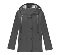 Keepink Waterproof Jackets Women Full Zip Rain Jackets with Hood Lightweight Casual Trench Coat Outdoor Travel Hiking Windbreaker Ladies Raincoats Plus Size 8-22 UK Clearance