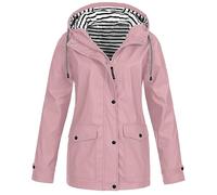 Keepink Waterproof Jackets Women Longline Rain Coat Lightweight Zip Up Fall Winter Raincoat Windbreaker with Hood & Pocket Outdoor Sportswear Plus Size Coat 8/22 UK Sale Clearance