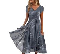 Keepink Wedding Guest Dresses for Women UK Short Sleeve Wrap Dress Chiffon Empire Waist A Line Dress Bridesmaid Dresses Occasion Evening Dress Plus Size Summer Dresses 8-22 UK Sale