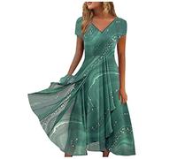 Keepink Wedding Guest Dresses for Women UK Short Sleeve Wrap Dress Chiffon Empire Waist A Line Dress Bridesmaid Dresses Occasion Evening Dress Plus Size Summer Dresses 8-22 UK Sale