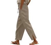 Keepink Wide Leg Trousers for Women UK High Waist Elastic Straight Leg Pant Summer Cotton Lounge Tracksuit Bottoms Casual Loose Beach Trouser Lightweight Sweatpants with Pocket