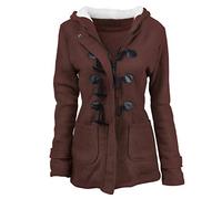 Keepink Winter Coats for Women Thick Sherpa Fleece Lined Warm Overcoat with Hooded Parkas Padded Zip Up Jackets Horn ButtonCasual Long Sleeve Outerwear UK Plus Size 8-24 Sale