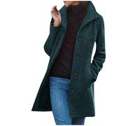 Keepink Winter Coats for Women UK Classic Notch Lapel Collar Open Front Trench Coat Button Front Double-Breasted Peacoat Overcoat Wool Blend Cardigan Warm Casual Long Jacket with Pockets Outwear