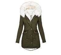 Keepink Winter Coats for Women UK Plus Size 8-22 Ladies Thick Fleece Lined Jackets Full Zip Warm Outdoor Hooded Outerwear Elegant Parka Coat with Fuffly Hood Long Cardigan Overcoat