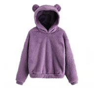 Keepink Winter Hoodies for Women UK Warm Lovely Fuzzy Teddy Bear Sweatshirt Cute Cat Ear Plush Hooded Jumper Fleece Fluffy Flannel Pullover Casual Soft Cozy Chunky Tops Plus Size