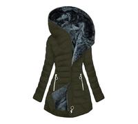 Keepink Winter Jackets for Women UK Thick Fleece Lined Warm Coats Long Sleeve Parka Jacket Plush Cotton Zip Up Outerwear with Hood Long Padded Puffer Overcoats Plus Size S-5XL