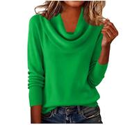Keepink Woman Jumper Long Sleeve Cowl Neck Blouse Baggy Casual Tunic Tops Plain Knit Sweater Winter Warm Woolen Blend Pullover Shirts Classic Elegant Work Weekend Layer