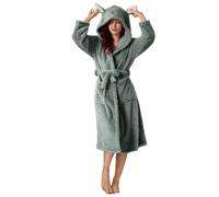 Keepink Womans Dressing Gown Unisex Bathrobe Long Plush House Coats Cute Cat Ears Hooded Housecoat with Pocket Fluffy Soft Robes Towelling Bathrobe Couples Matching Loungewear