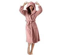 Keepink Womans Dressing Gown Unisex Bathrobe Long Plush House Coats Cute Cat Ears Hooded Housecoat with Pocket Fluffy Soft Robes Towelling Bathrobe Couples Matching Loungewear
