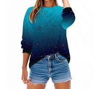 Keepink Woman's Jumper UK Baggy Long Sleeve Round Neck Tops Funny Gradient Color Sweatshirt Lightweight Casual Pullover Loose Tunic Sweater Fashion Clothes Sporty Gym Shirts