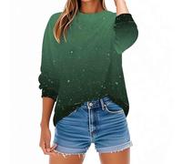 Keepink Woman's Jumper UK Baggy Long Sleeve Round Neck Tops Funny Gradient Color Sweatshirt Lightweight Casual Pullover Loose Tunic Sweater Fashion Clothes Sporty Gym Shirts