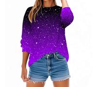 Keepink Woman's Jumper UK Baggy Long Sleeve Round Neck Tops Funny Gradient Color Sweatshirt Lightweight Casual Pullover Loose Tunic Sweater Fashion Clothes Sporty Gym Shirts