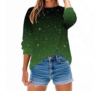 Keepink Woman's Jumper UK Baggy Long Sleeve Round Neck Tops Funny Gradient Color Sweatshirt Lightweight Casual Pullover Loose Tunic Sweater Fashion Clothes Sporty Gym Shirts