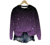 Keepink Woman's Jumper UK Baggy Long Sleeve Round Neck Tops Funny Gradient Color Sweatshirt Lightweight Casual Pullover Loose Tunic Sweater Fashion Clothes Sporty Gym Shirts