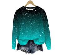 Keepink Woman's Jumper UK Baggy Long Sleeve Round Neck Tops Funny Gradient Color Sweatshirt Lightweight Casual Pullover Loose Tunic Sweater Fashion Clothes Sporty Gym Shirts