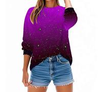 Keepink Woman's Jumper UK Baggy Long Sleeve Round Neck Tops Funny Gradient Color Sweatshirt Lightweight Casual Pullover Loose Tunic Sweater Fashion Clothes Sporty Gym Shirts