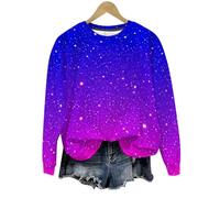 Keepink Woman's Jumper UK Baggy Long Sleeve Round Neck Tops Funny Gradient Color Sweatshirt Lightweight Casual Pullover Loose Tunic Sweater Fashion Clothes Sporty Gym Shirts