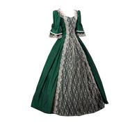 Keepink Women Dresses Sale Vintage Square Neck Short Sleeve Dress Renaissance Lace Clashing Dress Medieval Swing Maxi Dress Party Evening Dress Ladies Fancy Dress UK Large Size 8-22